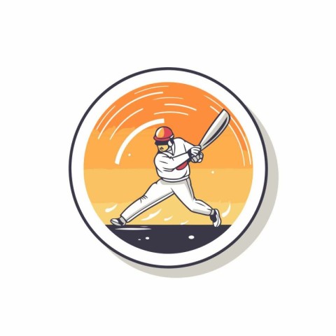 Baseball player with bat and ball. vector illustration. Flat sty