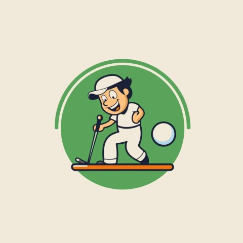 Golf player icon. Vector illustration of a golf player in action