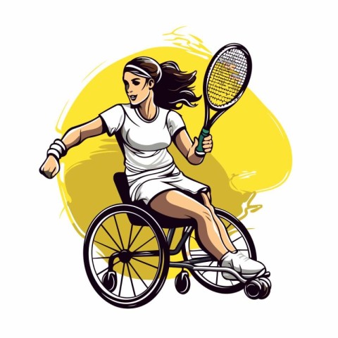 Tennis player in a wheelchair. Vector illustration of tennis pla