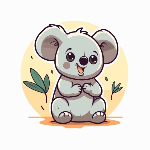 Cute koala sitting on the ground. Vector illustration in cartoon