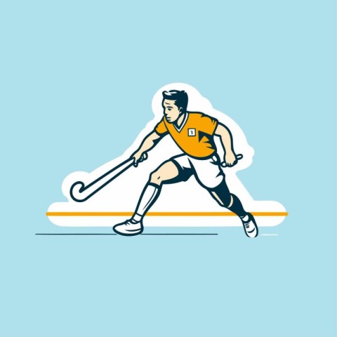 Ice hockey player vector illustration. Sportsman in action with