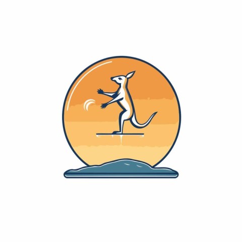 Kangaroo on the beach. Vector illustration. Flat style.