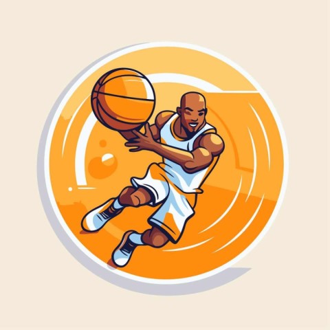 Basketball player with ball. Vector illustration of basketball p