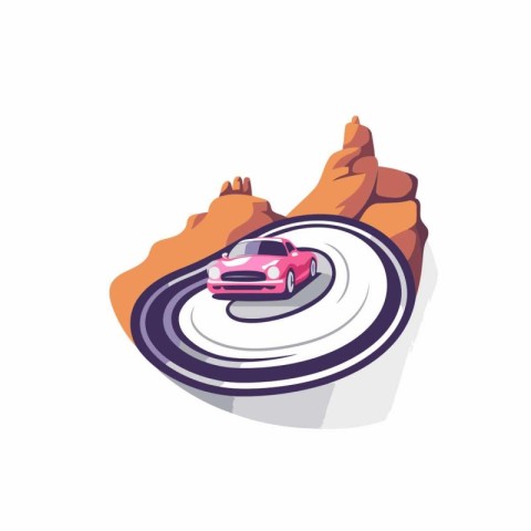 Racing car race track vector Illustration isolated on a white ba