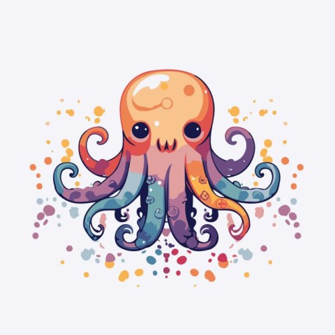 Cute octopus vector illustration. Cute octopus cartoon character