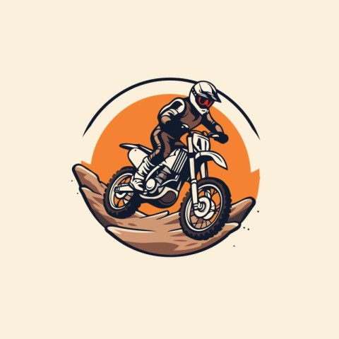 Motocross rider on the track. Vector illustration in retro style