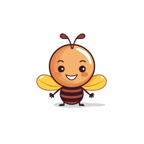 Cute bee cartoon character isolated on white background. Vector