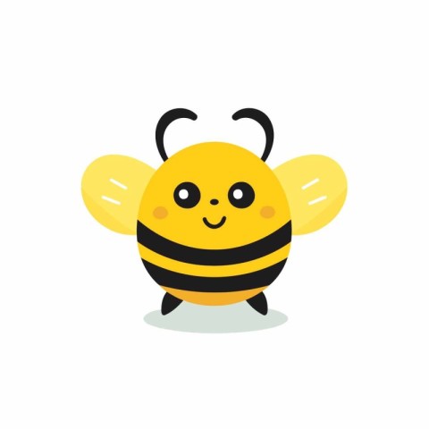 Cute cartoon bee. Vector illustration. Isolated on white backgro