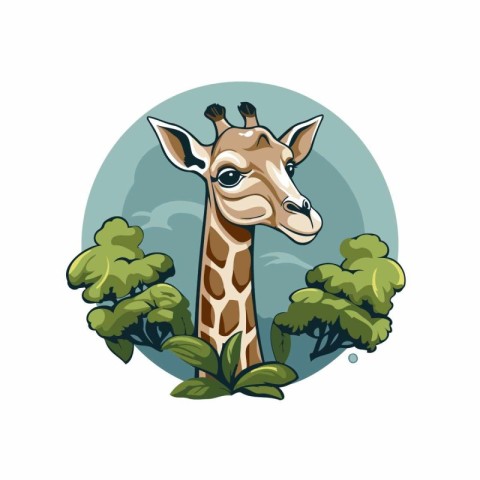 Giraffe in the jungle. Vector illustration in cartoon style.