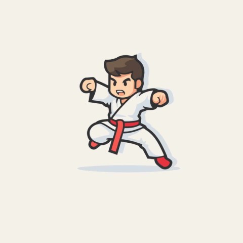 Taekwondo vector illustration. Cartoon karate man character.