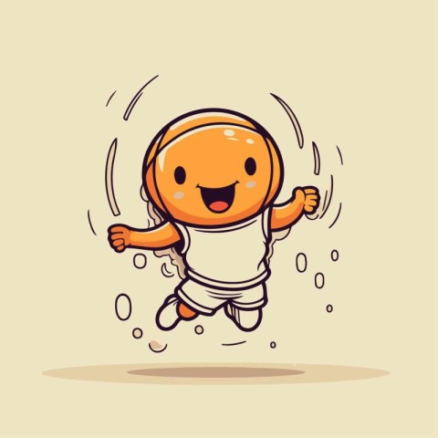 Cute cartoon vector illustration of a happy astronaut jumping an