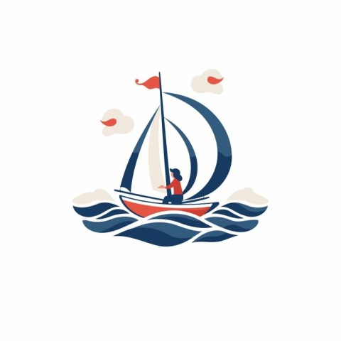 Sailing boat vector logo design template. Yacht club icon.