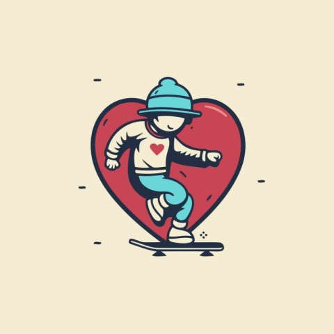 Vector illustration of a snowboarder in the shape of a heart