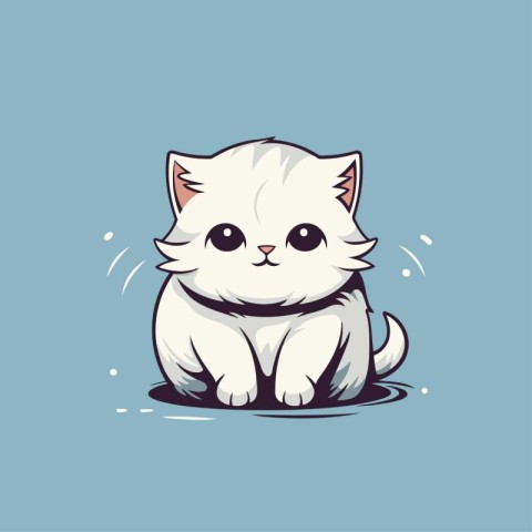 Cute cat sitting in water. Vector illustration in cartoon style.