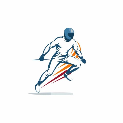 Rugby player running with a ball. Vector Illustration.