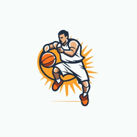 Basketball player logo design template. Basketball player with b