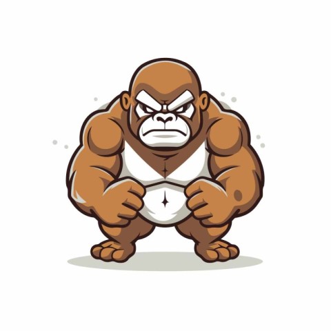 Gorilla Cartoon Mascot Character With Rugby Ball Vector Illustra