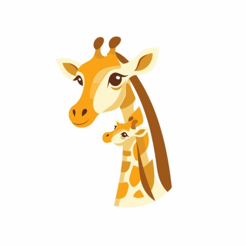 Cute giraffe and baby. cartoon vector Illustration isolated on a