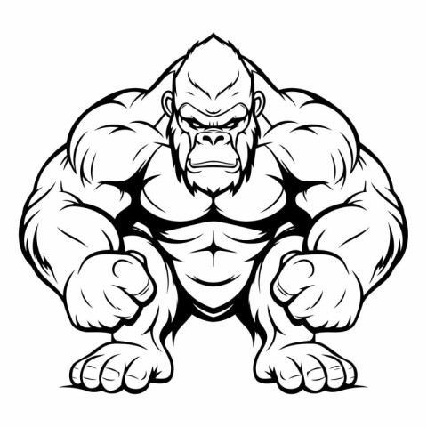 Gorilla Mascot. Vector illustration ready for vinyl cutting.