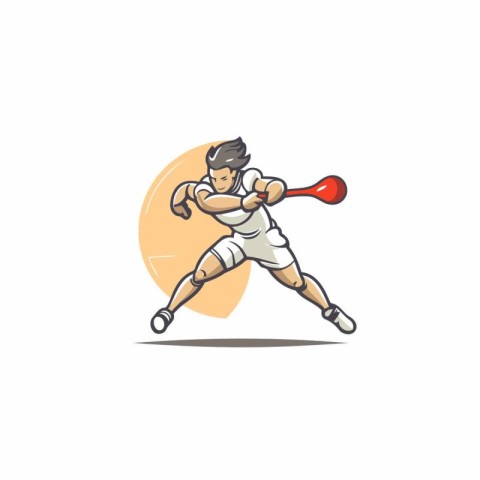 Cartoon illustration of a baseball player hitting the ball with