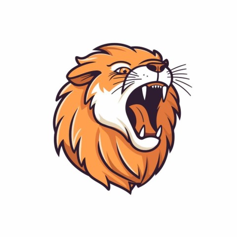 Lion head mascot logo isolated on white background. Vector illus