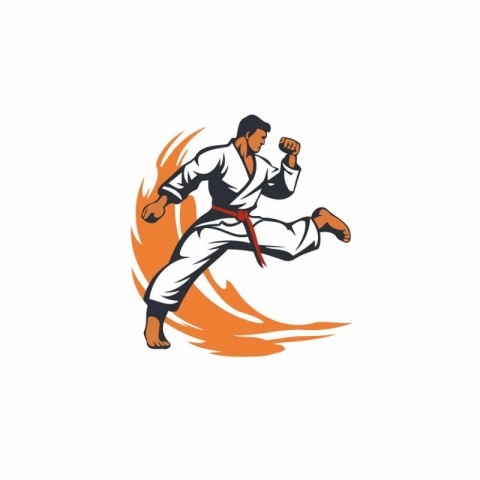 Martial arts vector logo design template. Karate fighter illustr