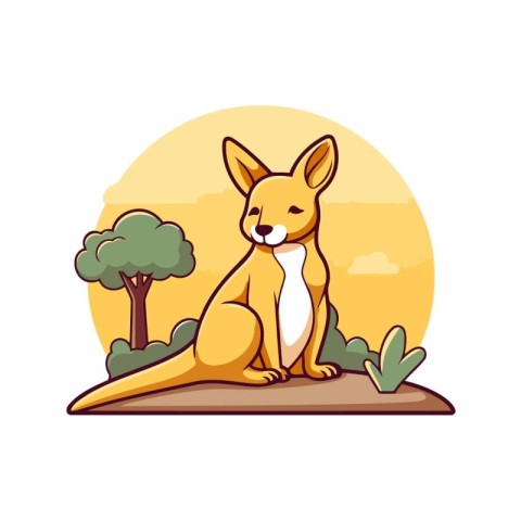 Kangaroo cartoon icon. Vector illustration of kangaroo.