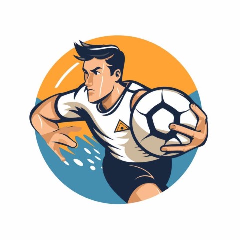 Soccer player with ball. Vector illustration of a soccer player