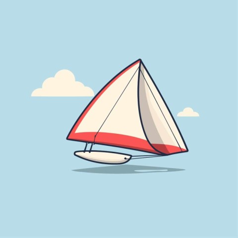 Sailing boat. Vector illustration in flat style. Isolated on blu