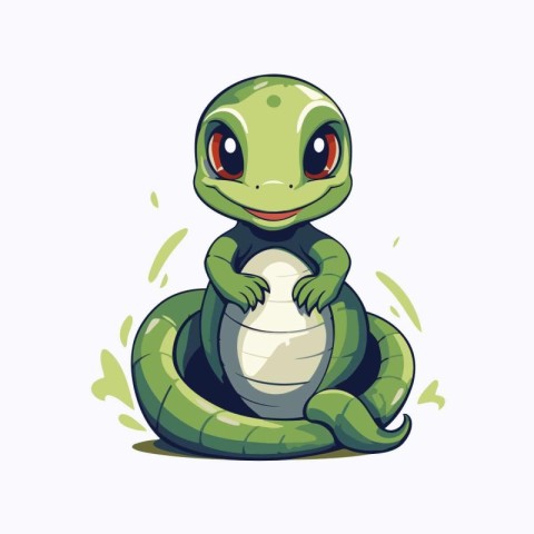 Cute baby crocodile on white background. Vector cartoon illustra