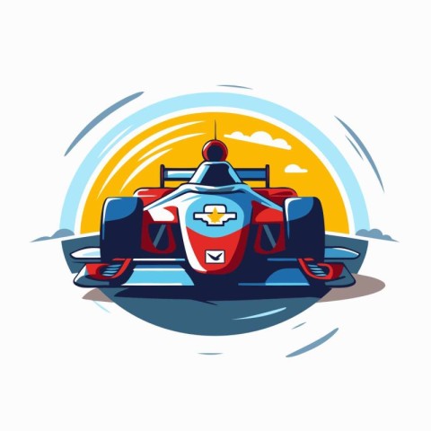 Racing car vector icon. Flat illustration of racing car vector i