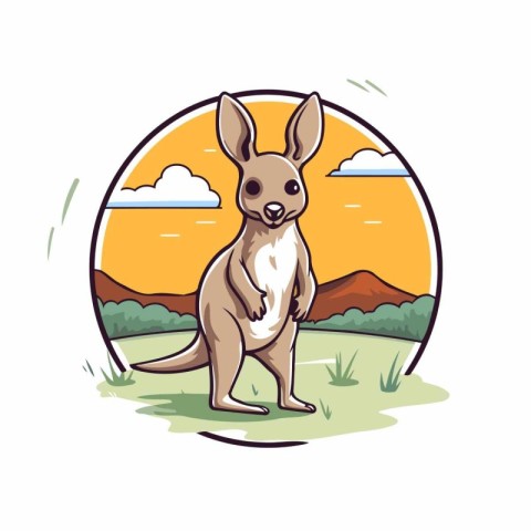 Kangaroo in the wild. Vector illustration in cartoon style.