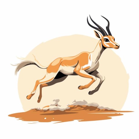 Running gazelle isolated on a white background. Vector illustrat