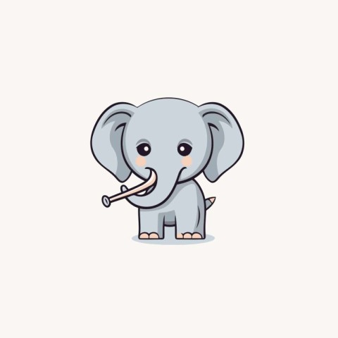 Cute elephant cartoon vector illustration. Flat design style. Is