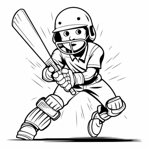 Cricket player with bat and ball. Vector illustration ready for