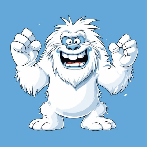 Vector illustration of funny cartoon white monkey. Isolated on b