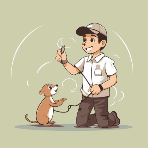 Policeman and dog. Vector illustration of a cartoon character.