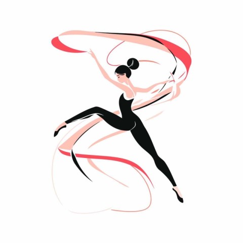 Ballet dancer. Ballerina in a jump. Vector illustration