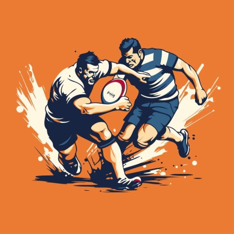 Rugby players action cartoon sport graphic vector. Graphic vecto