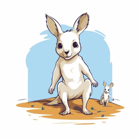 Rabbit and chihuahua on the meadow. Vector illustration