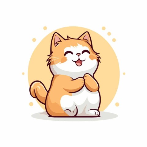 Cute cartoon cat. Vector illustration on white background. Isola