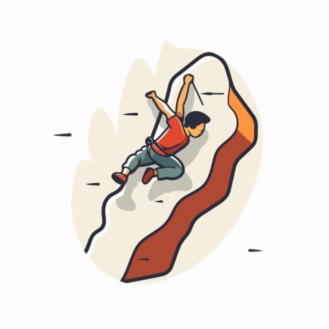 Climbing icon. Vector illustration of a man climbing a rock.