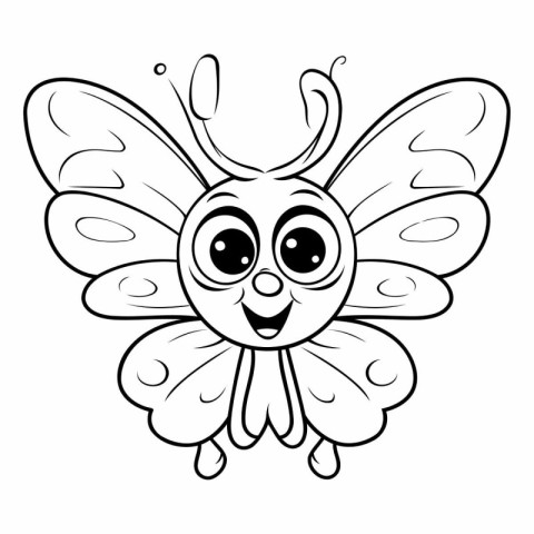 Black and White Butterfly Cartoon Mascot Character Vector Illust