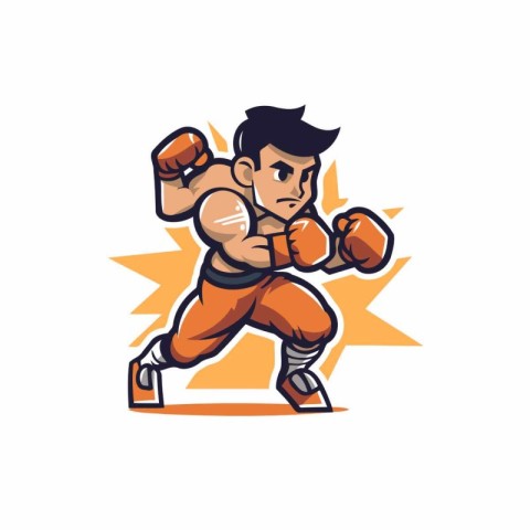 Boxing man icon. Vector illustration of boxing man with boxing g