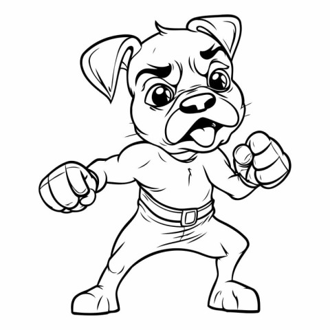 Angry Bulldog Cartoon Mascot Character Vector Illustration.