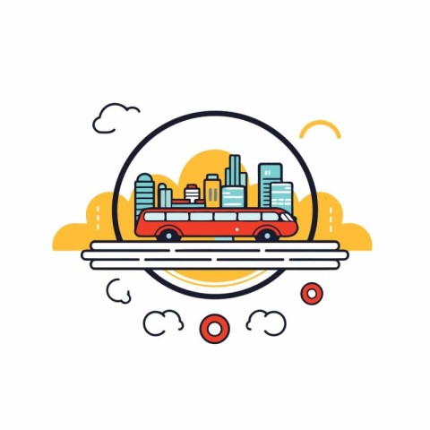 Cityscape icon in flat line style. Vector illustration for web.