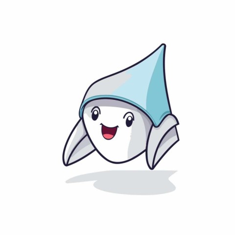 Cute cartoon penguin with a blue cap. Vector illustration.