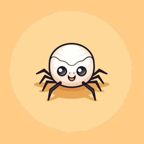 Cute cartoon spider on orange background. Vector illustration. C