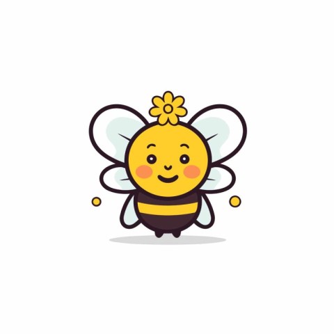 Cute bee character. Vector illustration. Isolated on white backg