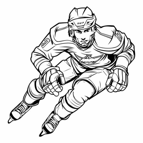 Ice hockey player. Vector illustration of ice hockey player in a